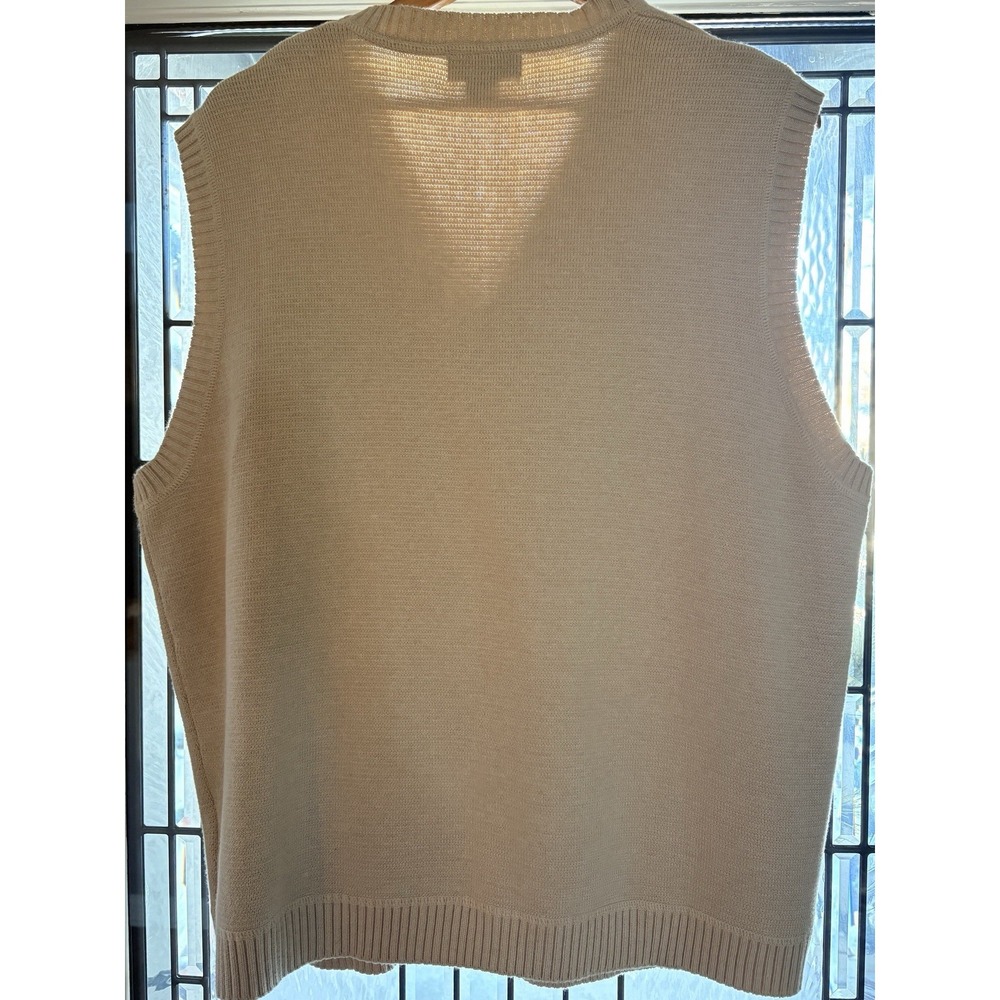 Eddie Bauer Vintage Knit V-Neck Button Front Sweater Vest Beige Sz XL Heritage - Picture 6 of 8